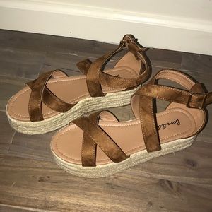Brown platform sandals